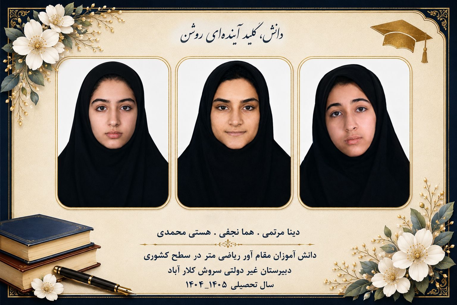 دانش آموزان مقام آور مرحله اول کشوری ریاضی متر